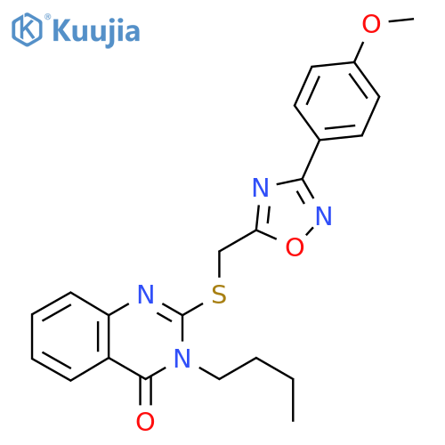 3-butyl-2-({3-(4-methoxyphenyl)-1,2,4-oxadiazol-5-ylmethyl}sulfanyl)-3,4-dihydroquinazolin-4-one structure