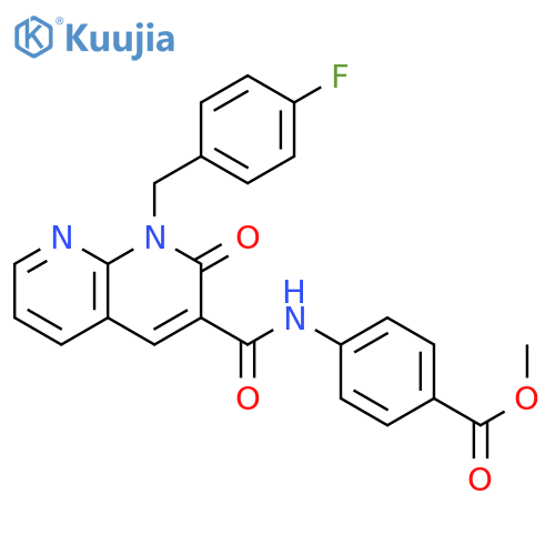 methyl 4-{1-(4-fluorophenyl)methyl-2-oxo-1,2-dihydro-1,8-naphthyridine-3-amido}benzoate structure