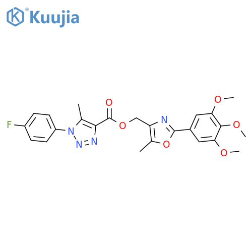 5-methyl-2-(3,4,5-trimethoxyphenyl)-1,3-oxazol-4-ylmethyl 1-(4-fluorophenyl)-5-methyl-1H-1,2,3-triazole-4-carboxylate structure