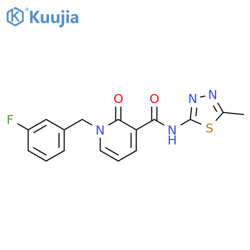 1-(3-fluorophenyl)methyl-N-(5-methyl-1,3,4-thiadiazol-2-yl)-2-oxo-1,2-dihydropyridine-3-carboxamide structure