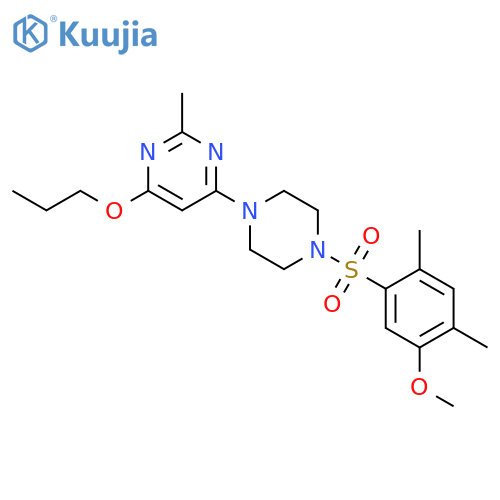 4-4-(5-methoxy-2,4-dimethylbenzenesulfonyl)piperazin-1-yl-2-methyl-6-propoxypyrimidine structure