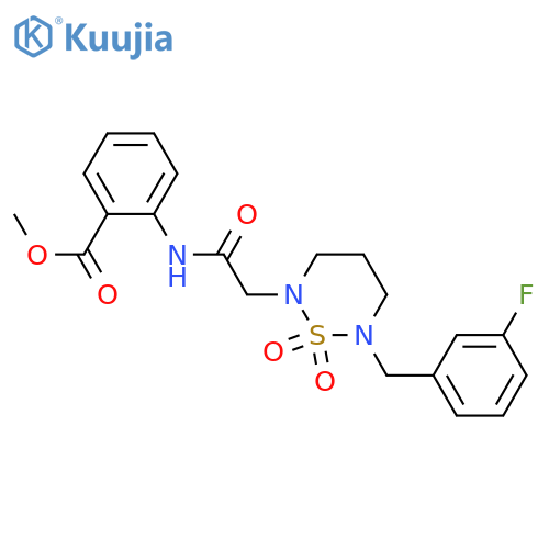 methyl 2-(2-{6-(3-fluorophenyl)methyl-1,1-dioxo-1lambda6,2,6-thiadiazinan-2-yl}acetamido)benzoate structure