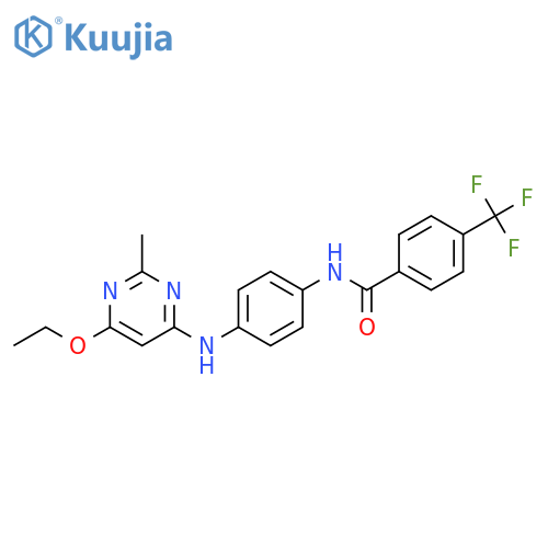N-{4-(6-ethoxy-2-methylpyrimidin-4-yl)aminophenyl}-4-(trifluoromethyl)benzamide structure
