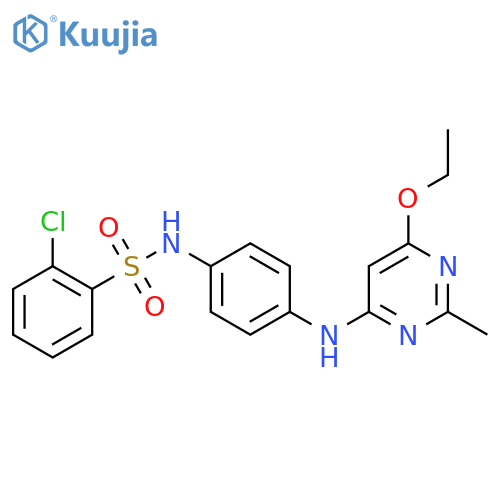 2-chloro-N-{4-(6-ethoxy-2-methylpyrimidin-4-yl)aminophenyl}benzene-1-sulfonamide structure