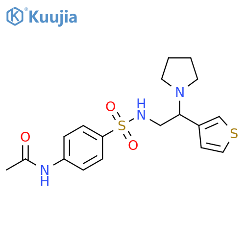 N-(4-{2-(pyrrolidin-1-yl)-2-(thiophen-3-yl)ethylsulfamoyl}phenyl)acetamide structure
