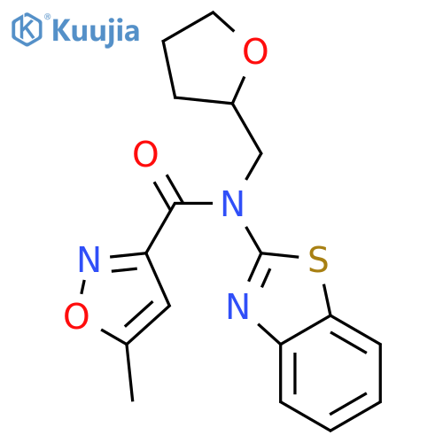N-(1,3-benzothiazol-2-yl)-5-methyl-N-(oxolan-2-yl)methyl-1,2-oxazole-3-carboxamide structure