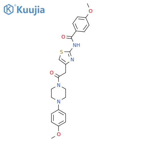 4-methoxy-N-(4-{2-4-(4-methoxyphenyl)piperazin-1-yl-2-oxoethyl}-1,3-thiazol-2-yl)benzamide structure