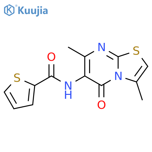 N-{3,7-dimethyl-5-oxo-5H-1,3thiazolo3,2-apyrimidin-6-yl}thiophene-2-carboxamide structure