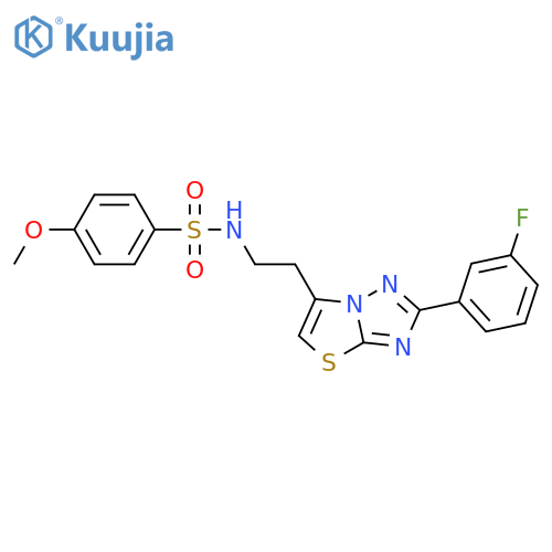 N-{2-2-(3-fluorophenyl)-1,2,4triazolo3,2-b1,3thiazol-6-ylethyl}-4-methoxybenzene-1-sulfonamide structure