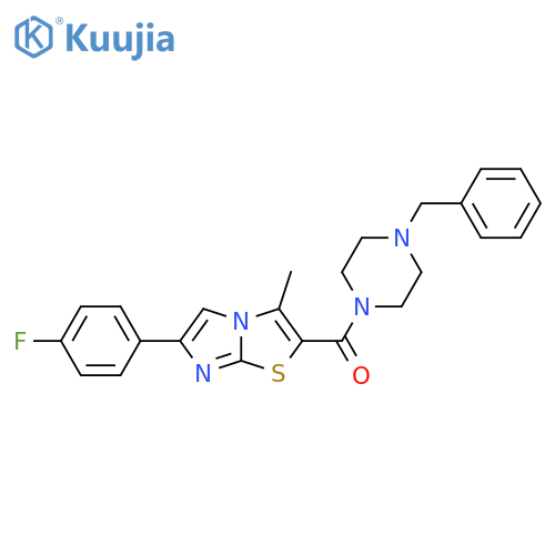 1-benzyl-4-6-(4-fluorophenyl)-3-methylimidazo2,1-b1,3thiazole-2-carbonylpiperazine structure
