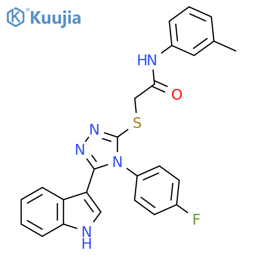 2-{4-(4-fluorophenyl)-5-(1H-indol-3-yl)-4H-1,2,4-triazol-3-ylsulfanyl}-N-(3-methylphenyl)acetamide structure