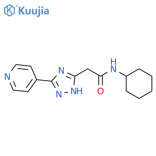 N-cyclohexyl-2-3-(pyridin-4-yl)-1H-1,2,4-triazol-5-ylacetamide structure