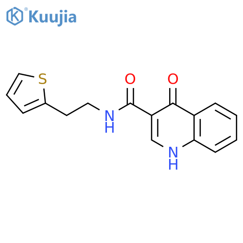 4-hydroxy-N-2-(thiophen-2-yl)ethylquinoline-3-carboxamide structure