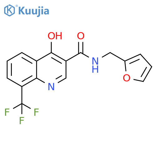 N-(furan-2-yl)methyl-4-hydroxy-8-(trifluoromethyl)quinoline-3-carboxamide structure