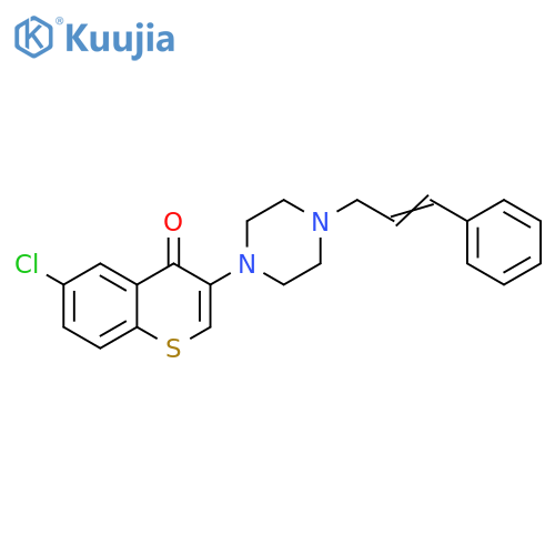 6-chloro-3-{4-(2E)-3-phenylprop-2-en-1-ylpiperazin-1-yl}-4H-thiochromen-4-one structure