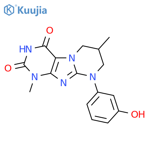 9-(3-hydroxyphenyl)-1,7-dimethyl-1H,2H,3H,4H,6H,7H,8H,9H-pyrimido1,2-gpurine-2,4-dione structure