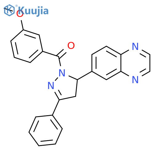 6-1-(3-methoxybenzoyl)-3-phenyl-4,5-dihydro-1H-pyrazol-5-ylquinoxaline structure