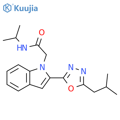 2-{2-5-(2-methylpropyl)-1,3,4-oxadiazol-2-yl-1H-indol-1-yl}-N-(propan-2-yl)acetamide structure