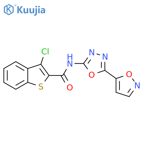 3-chloro-N-5-(1,2-oxazol-5-yl)-1,3,4-oxadiazol-2-yl-1-benzothiophene-2-carboxamide structure