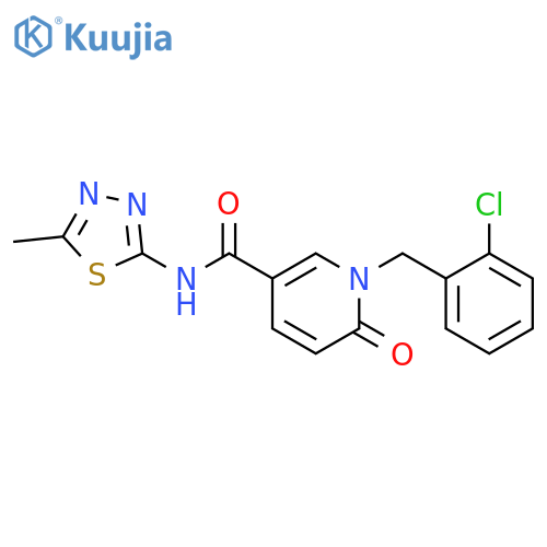 1-(2-chlorophenyl)methyl-N-(5-methyl-1,3,4-thiadiazol-2-yl)-6-oxo-1,6-dihydropyridine-3-carboxamide structure