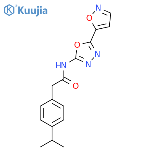 N-5-(1,2-oxazol-5-yl)-1,3,4-oxadiazol-2-yl-2-4-(propan-2-yl)phenylacetamide structure