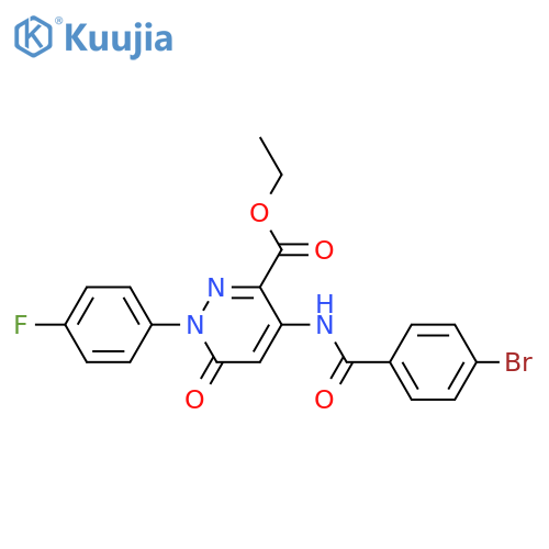 ethyl 4-(4-bromobenzamido)-1-(4-fluorophenyl)-6-oxo-1,6-dihydropyridazine-3-carboxylate structure