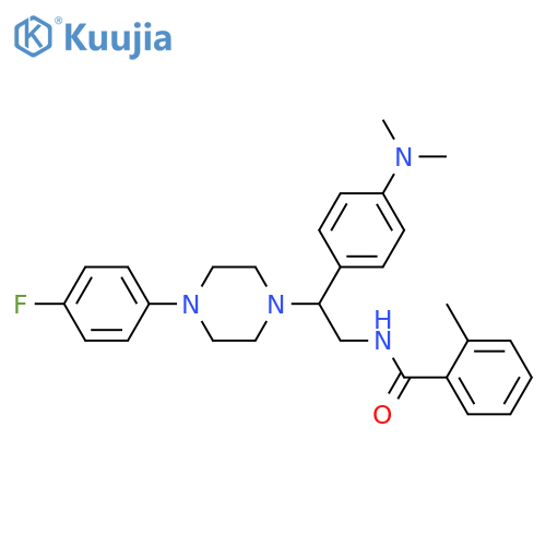 N-{2-4-(dimethylamino)phenyl-2-4-(4-fluorophenyl)piperazin-1-ylethyl}-2-methylbenzamide structure