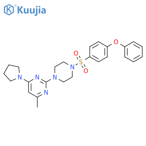 4-methyl-2-4-(4-phenoxybenzenesulfonyl)piperazin-1-yl-6-(pyrrolidin-1-yl)pyrimidine structure