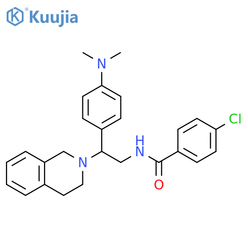 4-chloro-N-{2-4-(dimethylamino)phenyl-2-(1,2,3,4-tetrahydroisoquinolin-2-yl)ethyl}benzamide structure