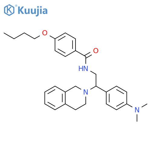 4-butoxy-N-{2-4-(dimethylamino)phenyl-2-(1,2,3,4-tetrahydroisoquinolin-2-yl)ethyl}benzamide structure