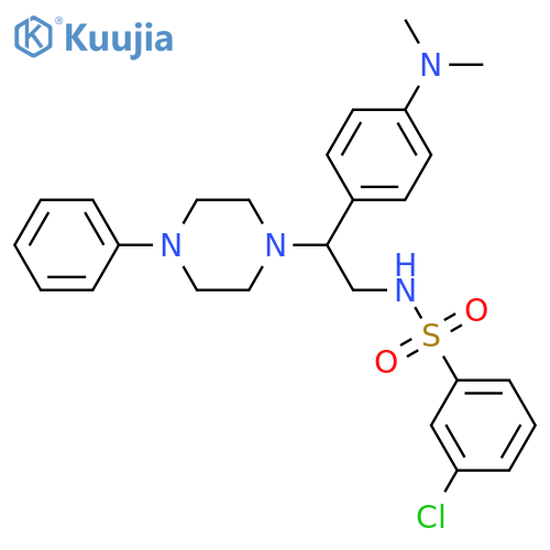3-chloro-N-{2-4-(dimethylamino)phenyl-2-(4-phenylpiperazin-1-yl)ethyl}benzene-1-sulfonamide structure