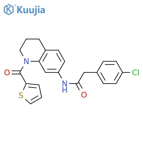2-(4-chlorophenyl)-N-1-(thiophene-2-carbonyl)-1,2,3,4-tetrahydroquinolin-7-ylacetamide structure