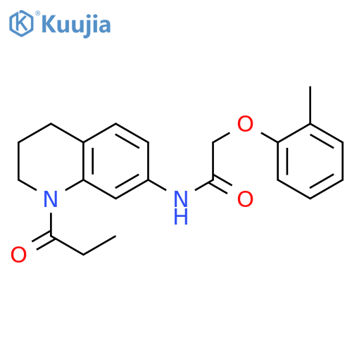 2-(2-methylphenoxy)-N-(1-propanoyl-1,2,3,4-tetrahydroquinolin-7-yl)acetamide structure