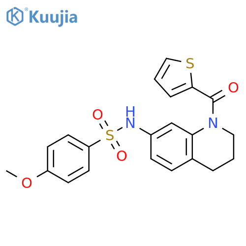 4-methoxy-N-1-(thiophene-2-carbonyl)-1,2,3,4-tetrahydroquinolin-7-ylbenzene-1-sulfonamide structure