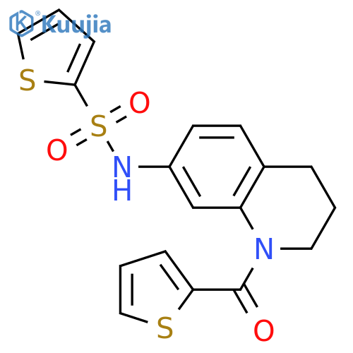 N-1-(thiophene-2-carbonyl)-1,2,3,4-tetrahydroquinolin-7-ylthiophene-2-sulfonamide structure