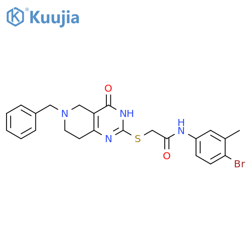 2-({6-benzyl-4-oxo-3H,4H,5H,6H,7H,8H-pyrido4,3-dpyrimidin-2-yl}sulfanyl)-N-(4-bromo-3-methylphenyl)acetamide structure