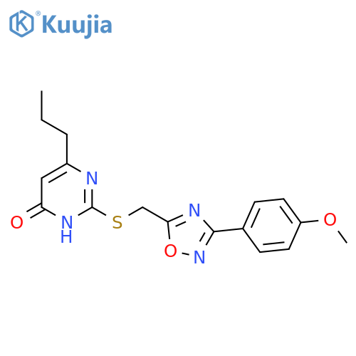 2-({3-(4-methoxyphenyl)-1,2,4-oxadiazol-5-ylmethyl}sulfanyl)-6-propyl-3,4-dihydropyrimidin-4-one structure