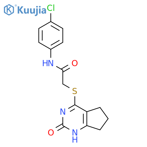 N-(4-chlorophenyl)-2-({2-oxo-1H,2H,5H,6H,7H-cyclopentadpyrimidin-4-yl}sulfanyl)acetamide structure