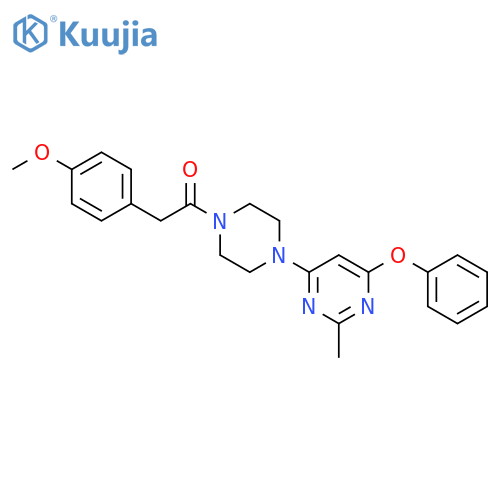2-(4-methoxyphenyl)-1-4-(2-methyl-6-phenoxypyrimidin-4-yl)piperazin-1-ylethan-1-one structure