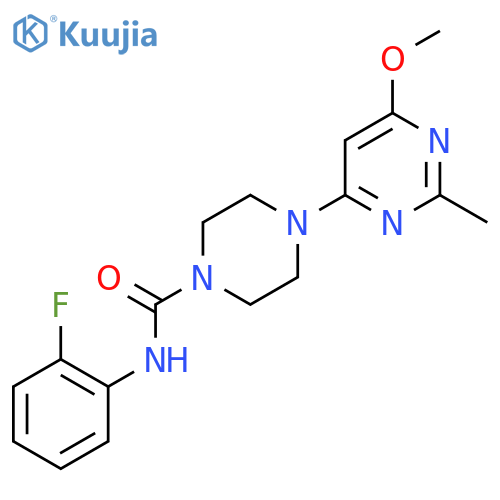 N-(2-fluorophenyl)-4-(6-methoxy-2-methylpyrimidin-4-yl)piperazine-1-carboxamide structure