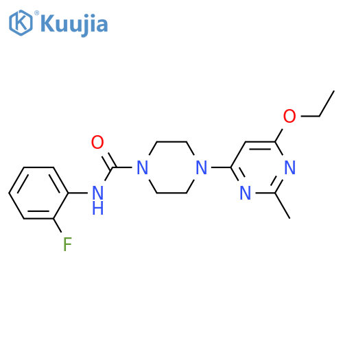 4-(6-ethoxy-2-methylpyrimidin-4-yl)-N-(2-fluorophenyl)piperazine-1-carboxamide structure