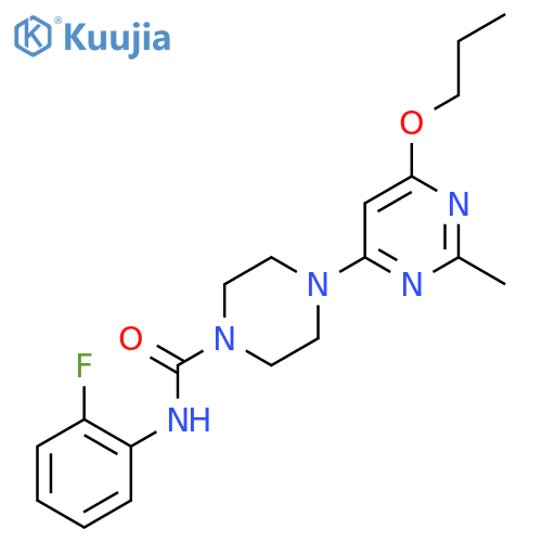 N-(2-fluorophenyl)-4-(2-methyl-6-propoxypyrimidin-4-yl)piperazine-1-carboxamide structure