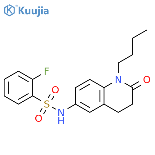 N-(1-butyl-2-oxo-1,2,3,4-tetrahydroquinolin-6-yl)-2-fluorobenzene-1-sulfonamide structure