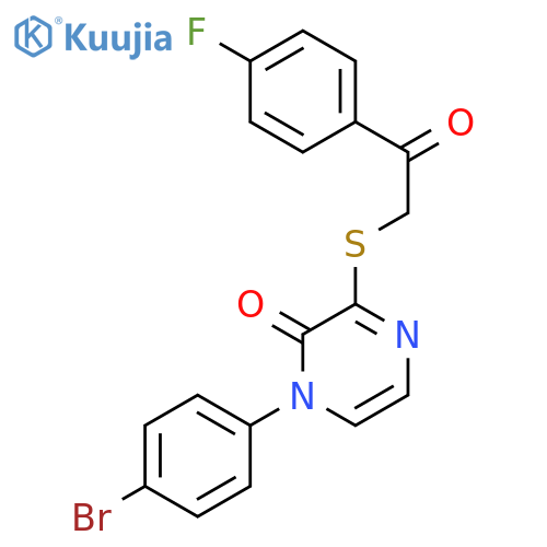 1-(4-bromophenyl)-3-{2-(4-fluorophenyl)-2-oxoethylsulfanyl}-1,2-dihydropyrazin-2-one structure