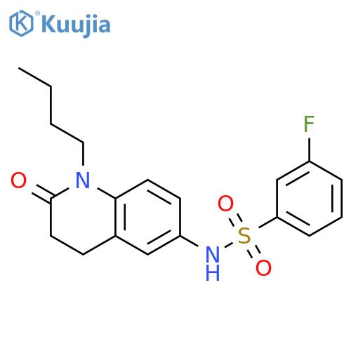 N-(1-butyl-2-oxo-1,2,3,4-tetrahydroquinolin-6-yl)-3-fluorobenzene-1-sulfonamide structure