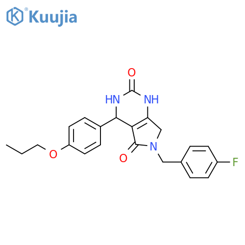 6-[(4-fluorophenyl)methyl]-4-(4-propoxyphenyl)-1,3,4,7-tetrahydropyrrolo[3,4-d]pyrimidine-2,5-dione structure