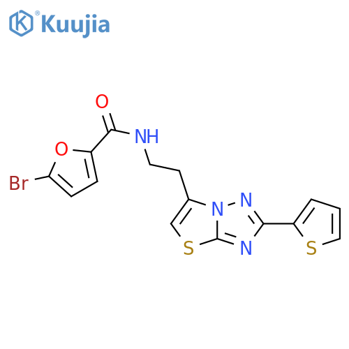 5-bromo-N-{2-2-(thiophen-2-yl)-1,2,4triazolo3,2-b1,3thiazol-6-ylethyl}furan-2-carboxamide structure