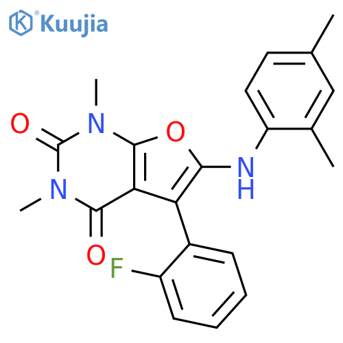 6-(2,4-dimethylanilino)-5-(2-fluorophenyl)-1,3-dimethylfuro[2,3-d]pyrimidine-2,4-dione structure
