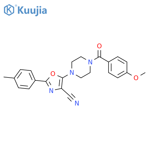 5-4-(4-methoxybenzoyl)piperazin-1-yl-2-(4-methylphenyl)-1,3-oxazole-4-carbonitrile structure