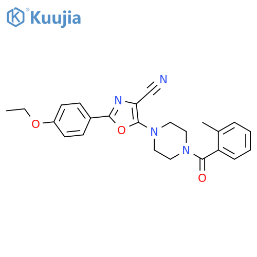2-(4-ethoxyphenyl)-5-4-(2-methylbenzoyl)piperazin-1-yl-1,3-oxazole-4-carbonitrile structure
